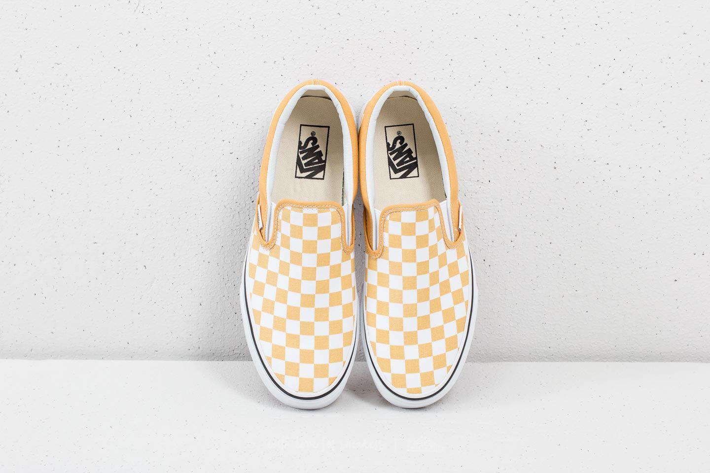 vans ochre checkerboard slip on