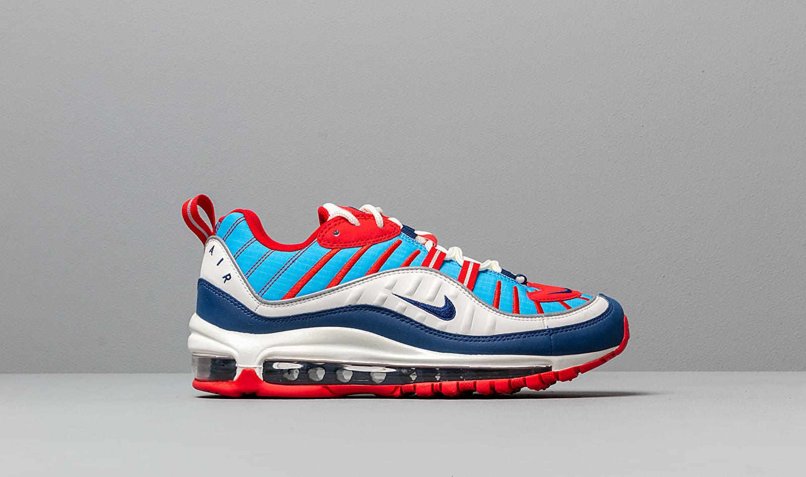 nike air max 98 trainers summit white blue void red