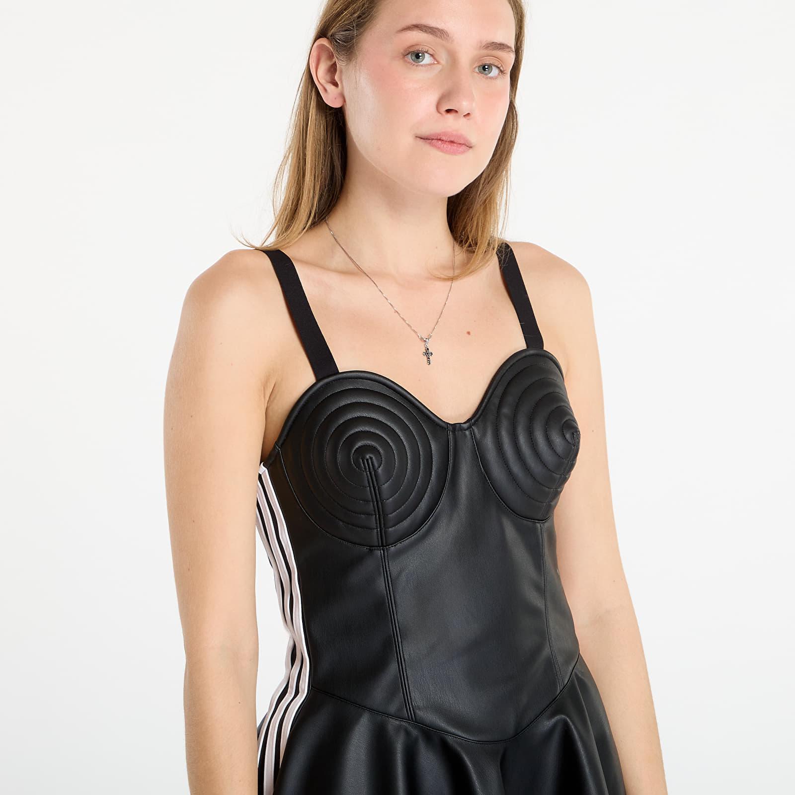 jeremy scott printed leather dress adidas Originals Adidas X Faux-Leather in Black Embroidered Flower
