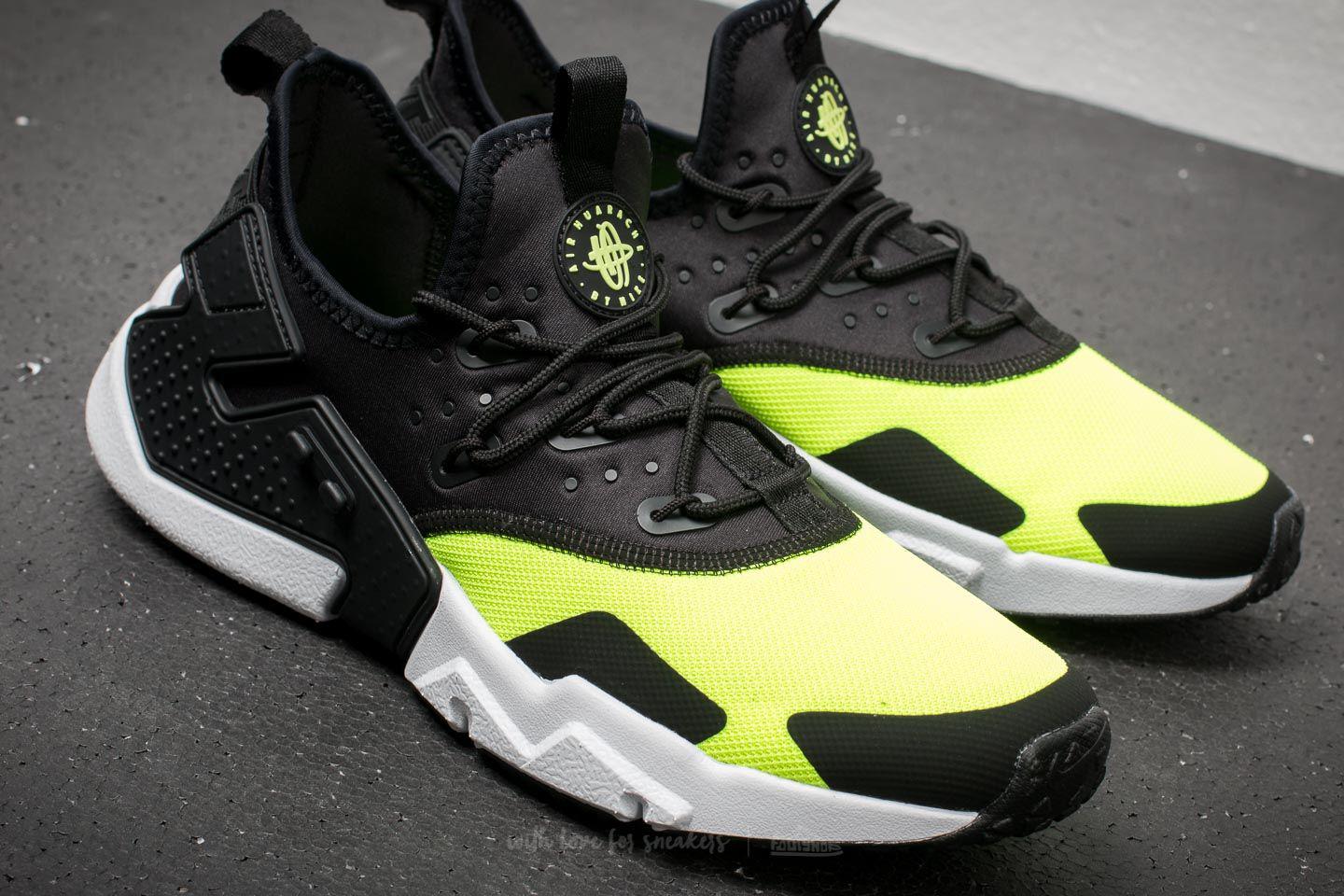 black and lime green huaraches