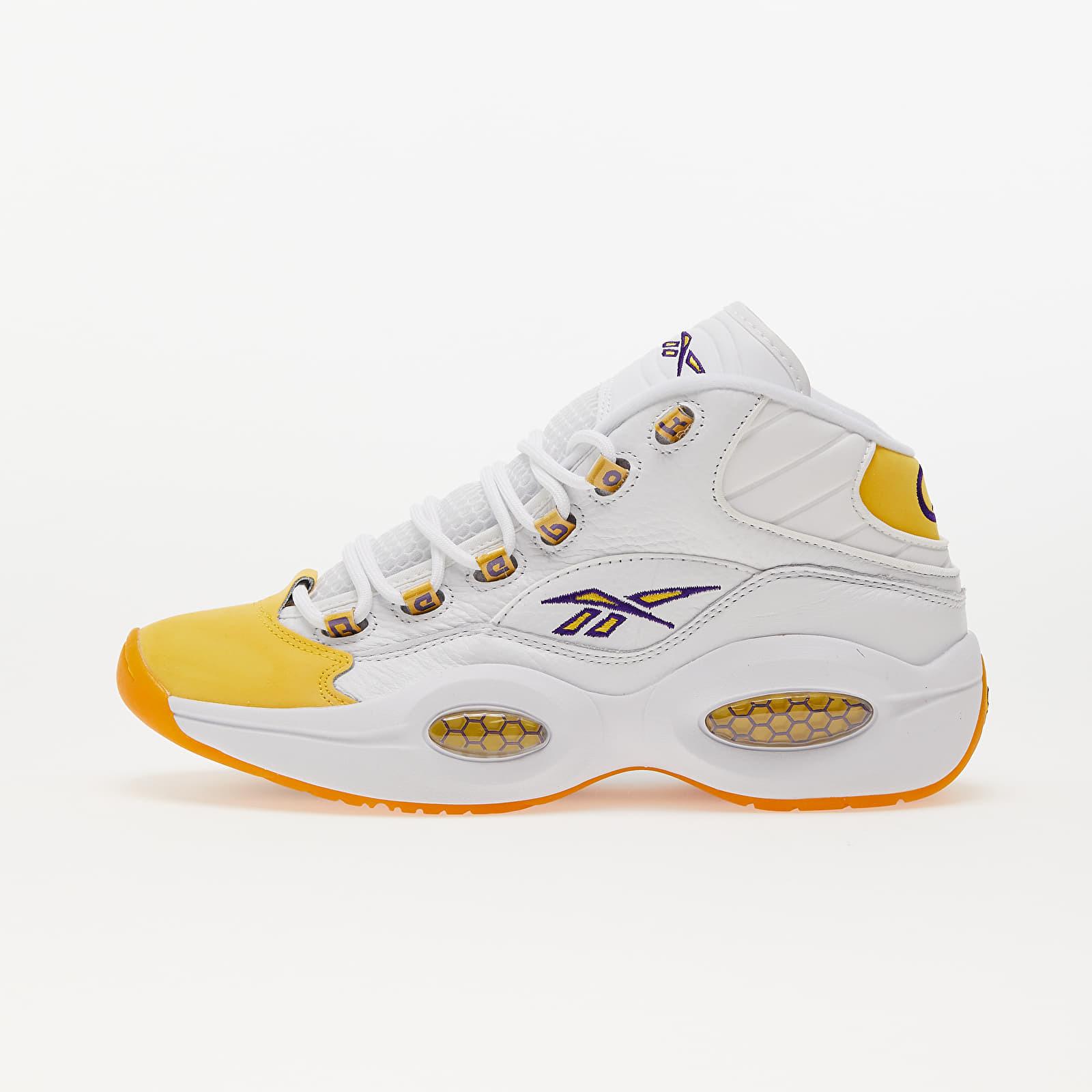 Reebok Question Mid White/ Yellow Thread/ Ultra Violet for Men | Lyst