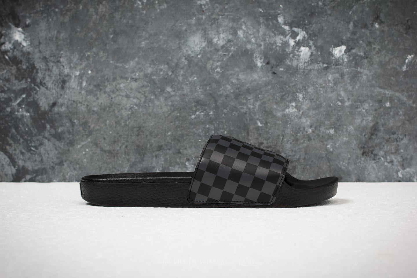vans slides black checkerboard