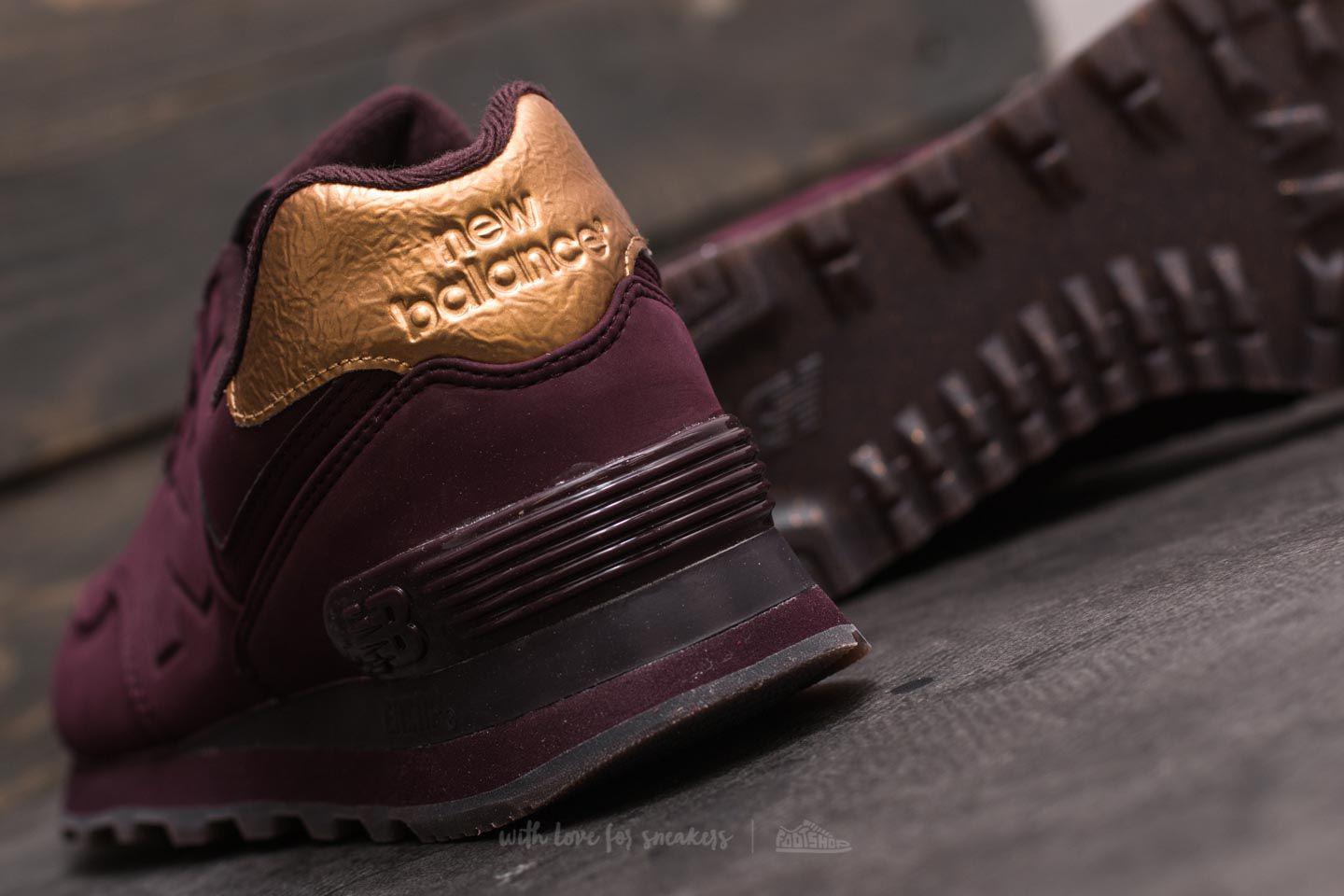 new balance 574 burgundy and gold