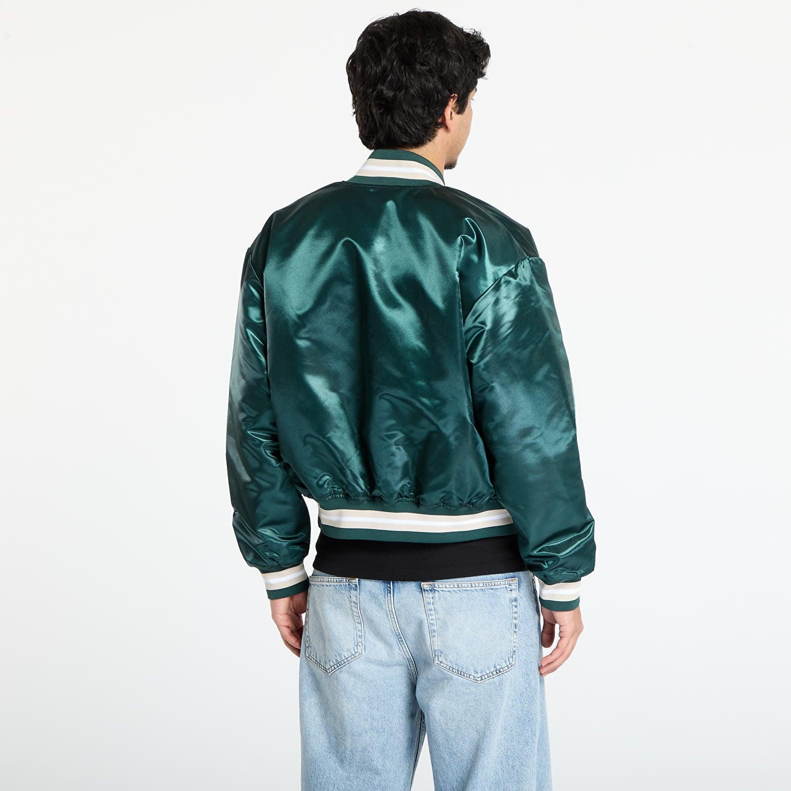 PATTA Jacket Script Logo Satin Varsity Jacket in Green | Lyst