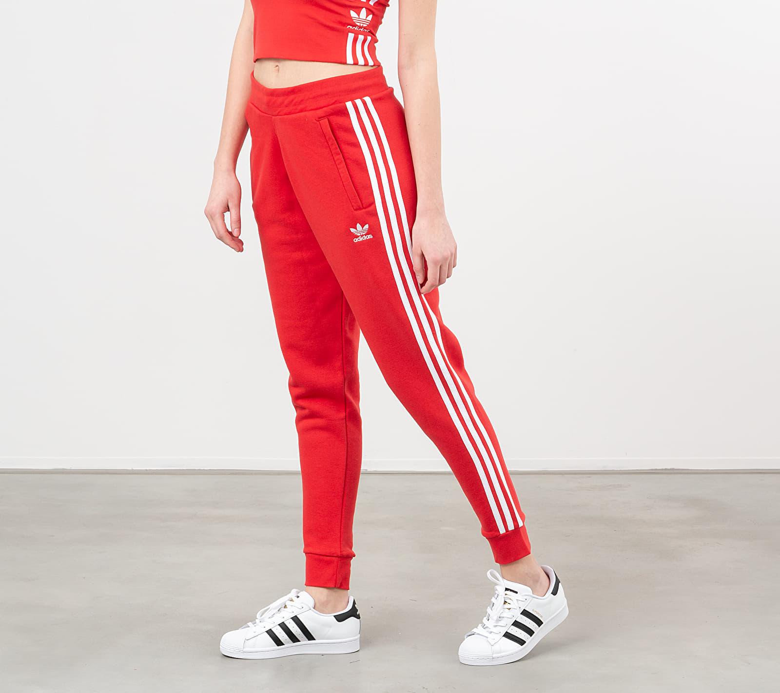 red adidas 3 stripe pants