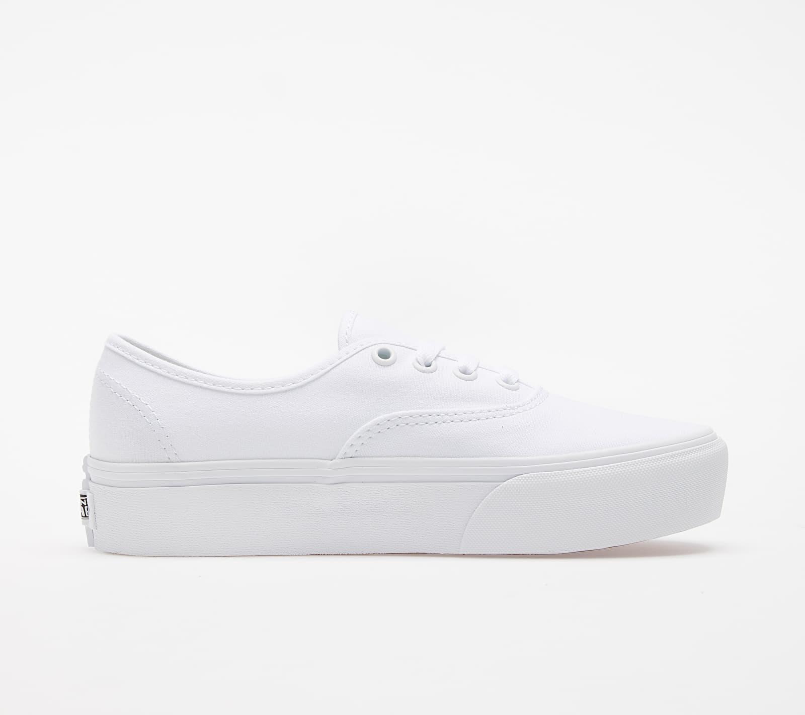 white authentic platform vans