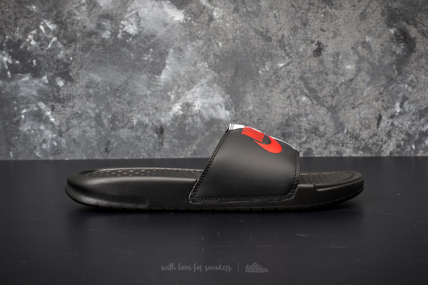 red white and black nike slides