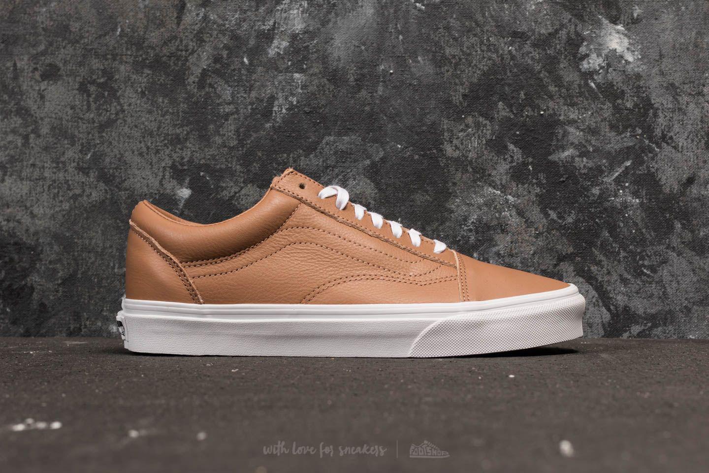 vans leather brown true white