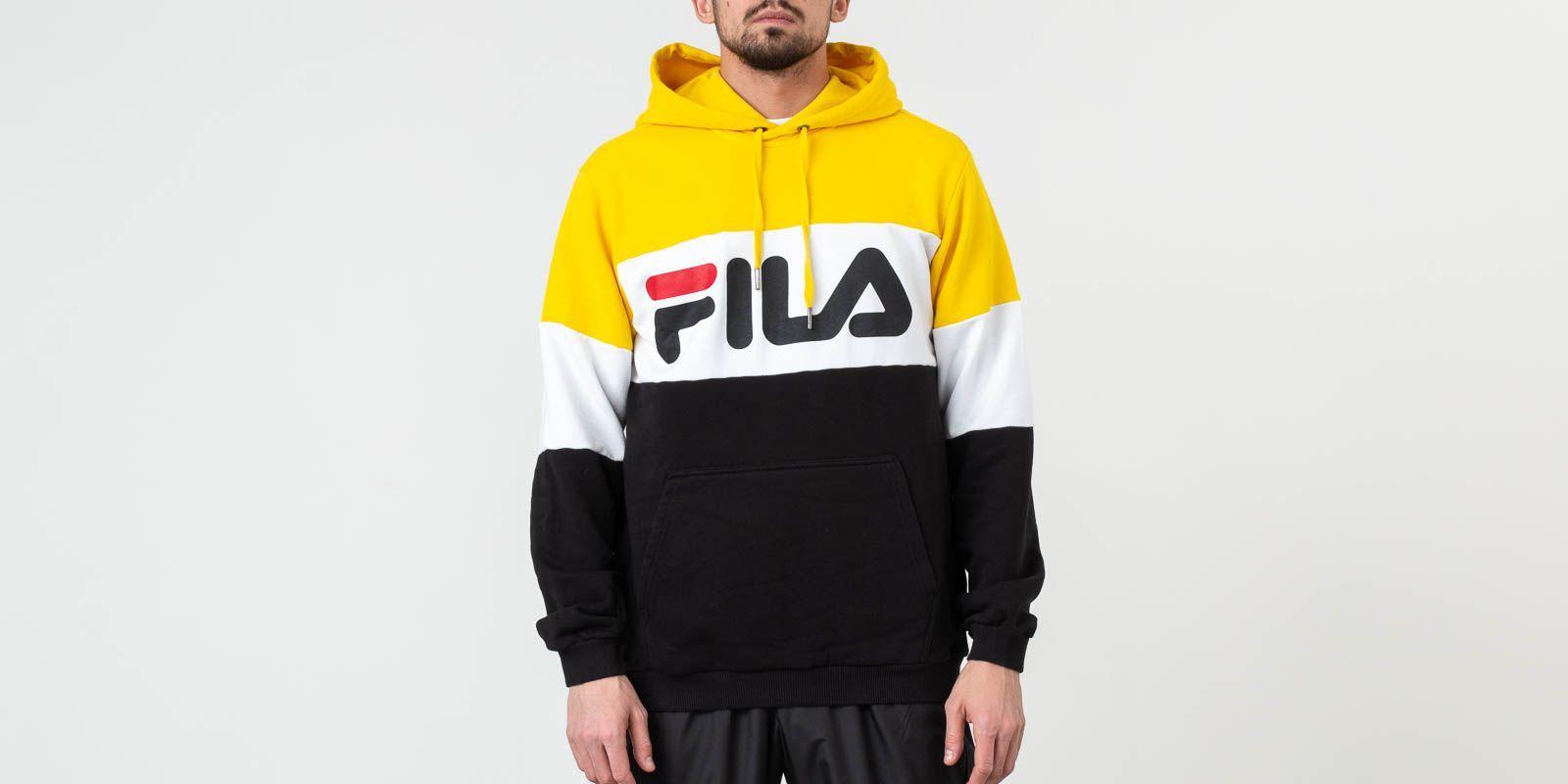Metafor Overgang Opdatering Fila Cotton Night Blocked Hoodie Black/ Empire Yellow/ Bright White for Men  - Lyst