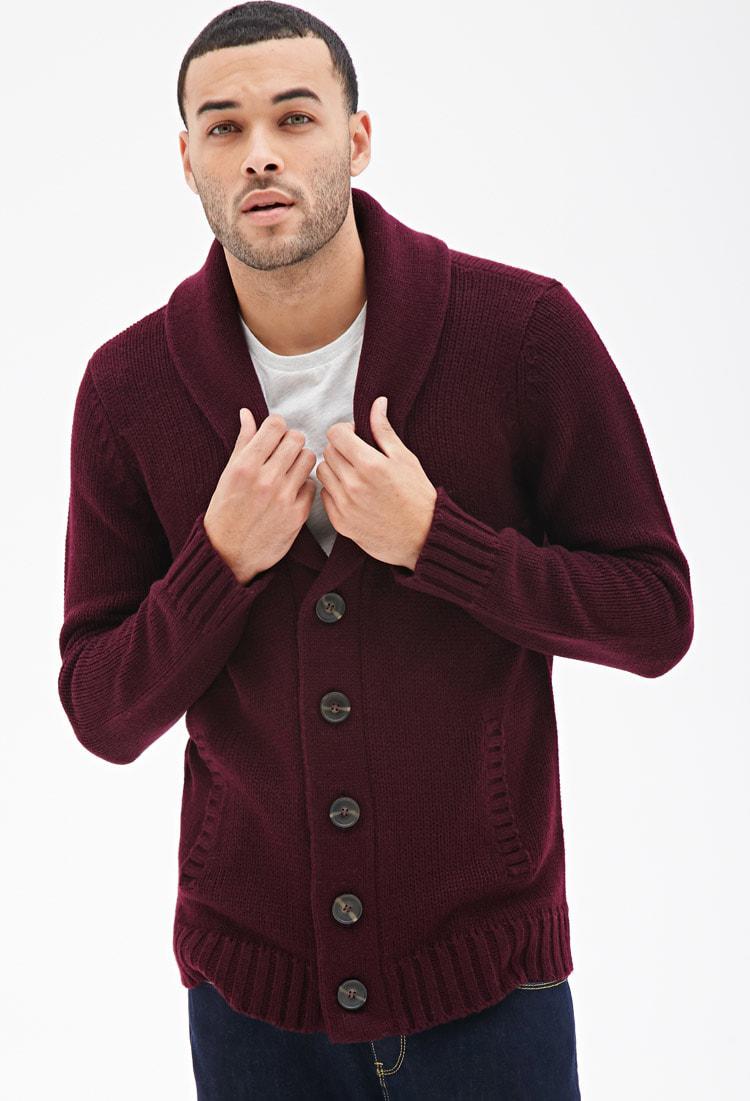 burgundy shawl cardigan