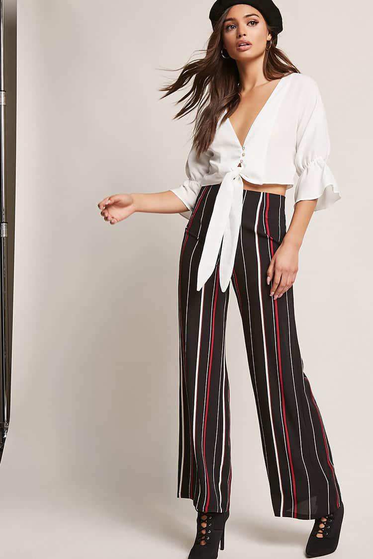 black and white striped palazzo