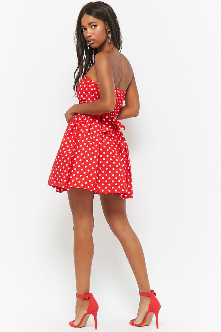 strapless polka dot dress