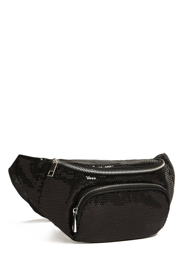 black sequin fanny pack