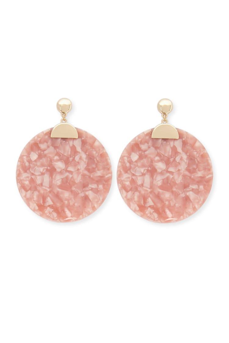 Crystal EarringsLong Chain EarringsPeach Pink Earrings