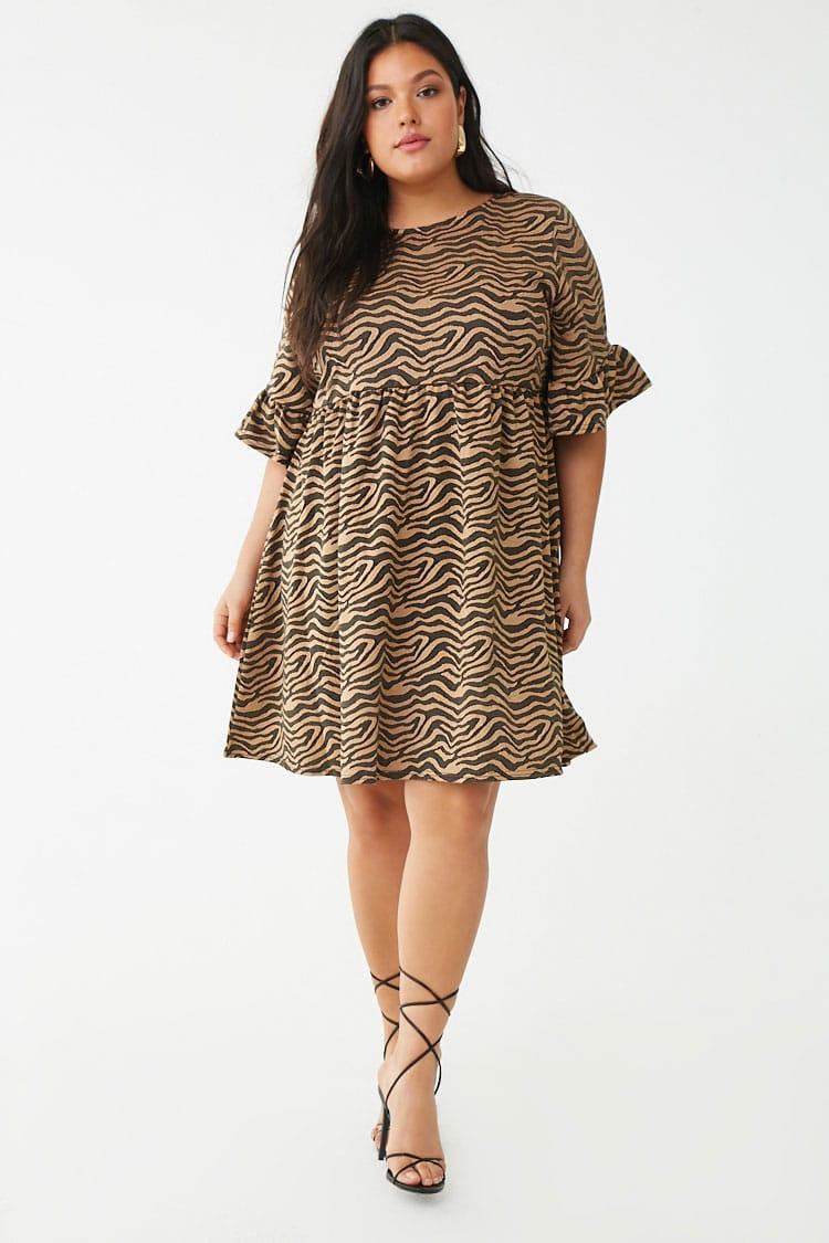 Missguided Synthetic Plus Size Tiger Print Dress At in Brown,Black ...