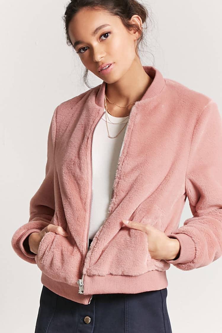 forever 21 pink faux fur coat