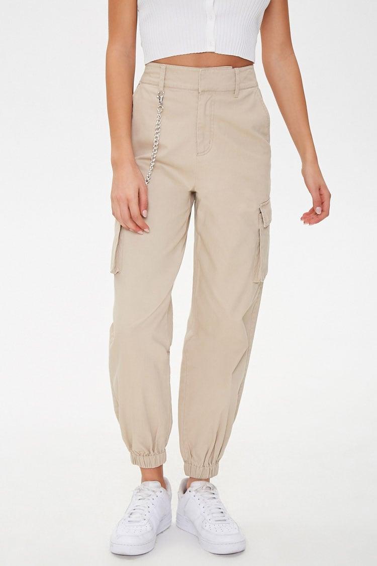 Forever 21 Cotton Londyn Curb Chain Cargo Joggers in Khaki (Natural) - Lyst