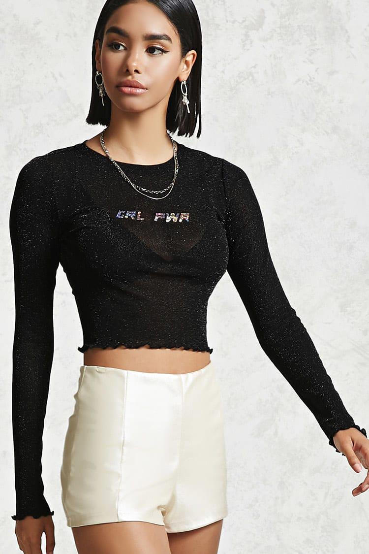 glitter mesh crop top