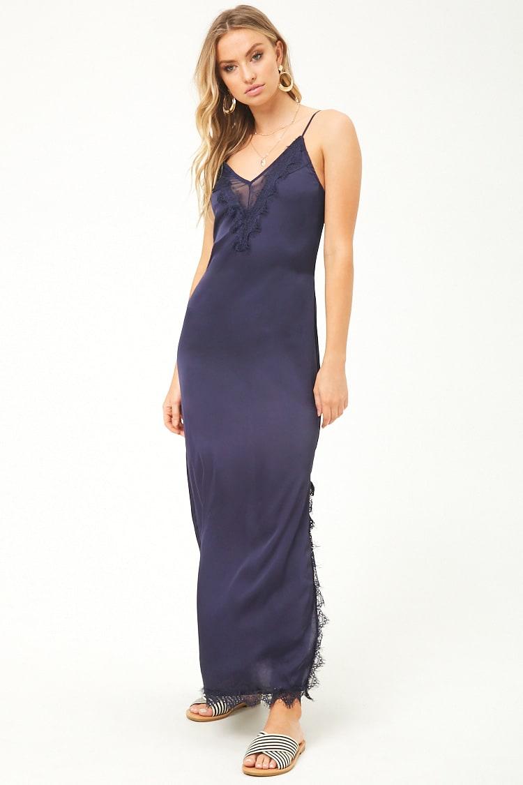 navy maxi slip dress