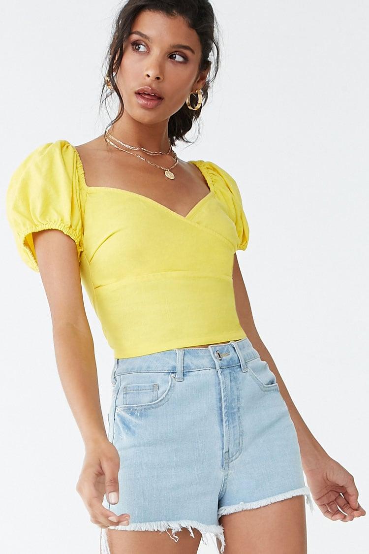 yellow cap sleeve tops