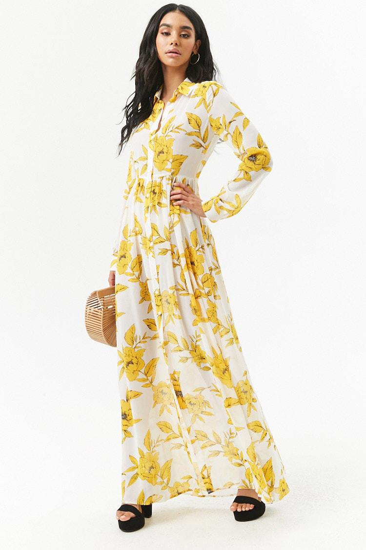 chiffon maxi shirt dress