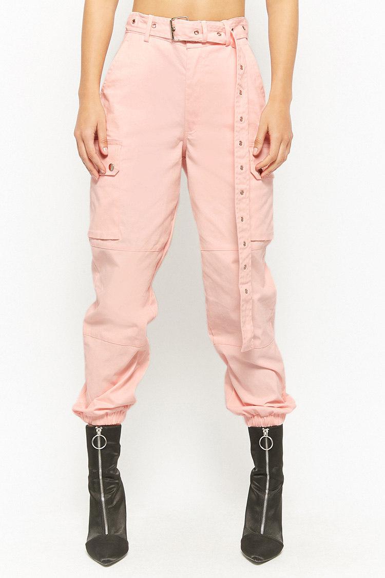 belted cargo joggers