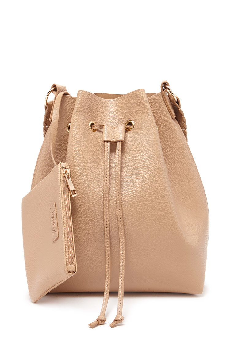 Lyst Forever 21 Faux Leather Bucket Bag In Blue Gallery