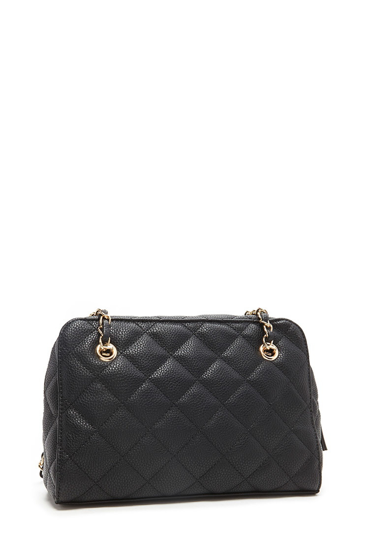 Lyst - Forever 21 Quilted Faux Leather Bag in Black
