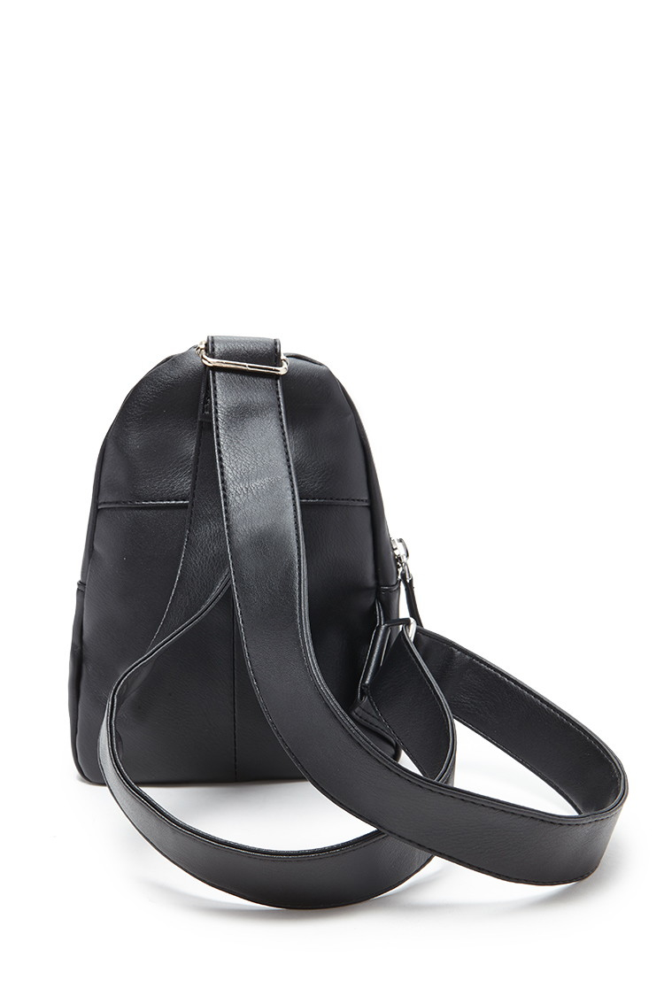 Forever 21 Faux Leather Sling Backpack in Black - Lyst