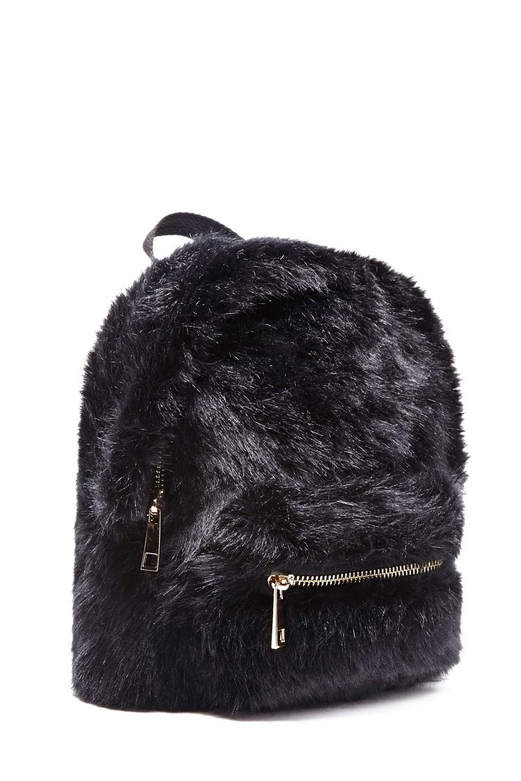 black fur backpack