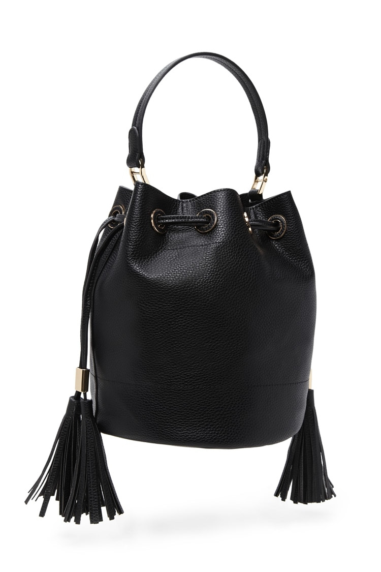 Lyst - Forever 21 Faux Leather Bucket Bag in Black
