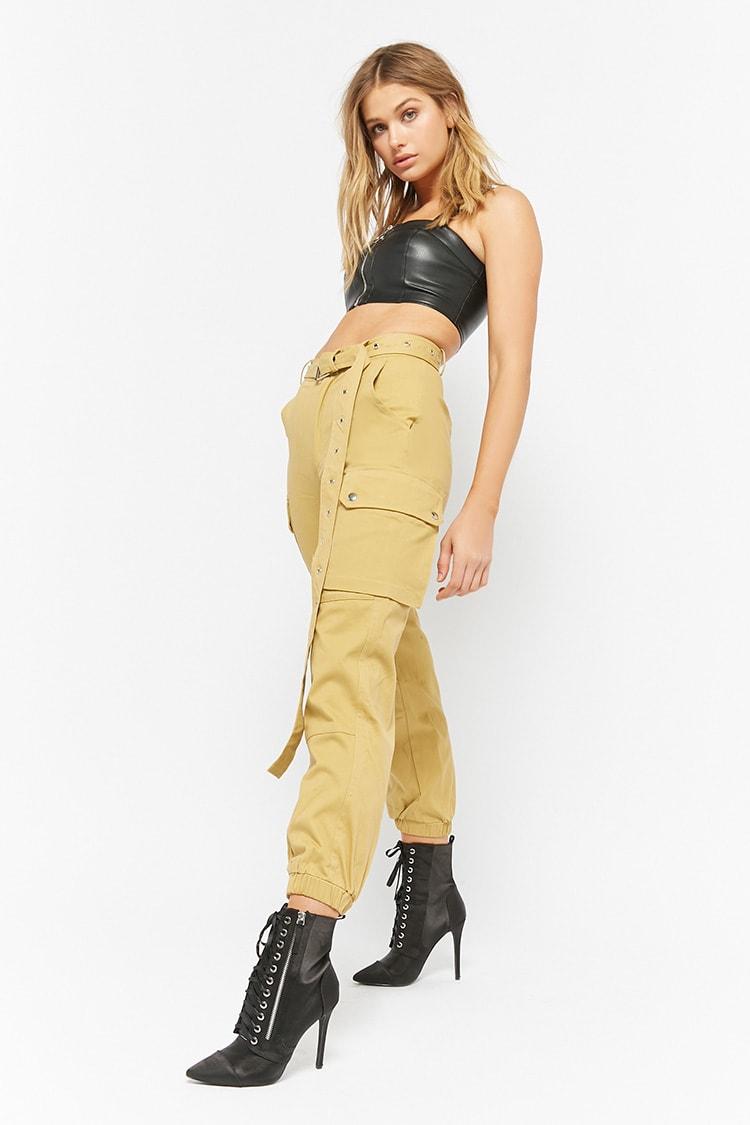 yellow cargo joggers