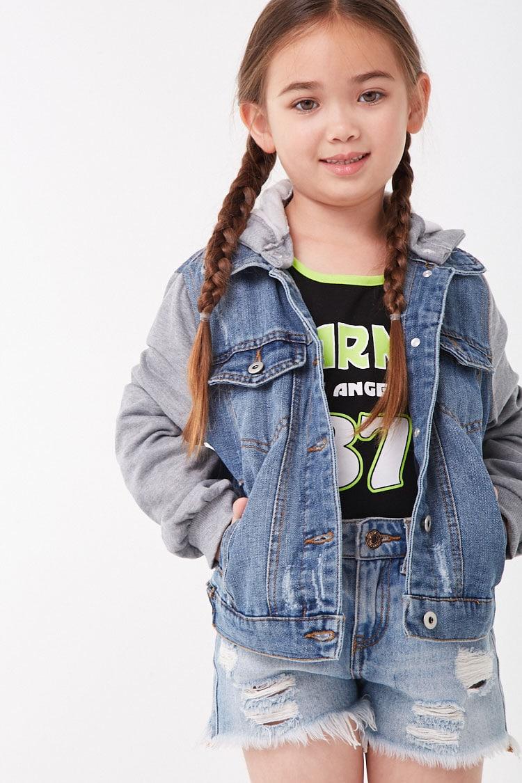 combo hooded denim jacket