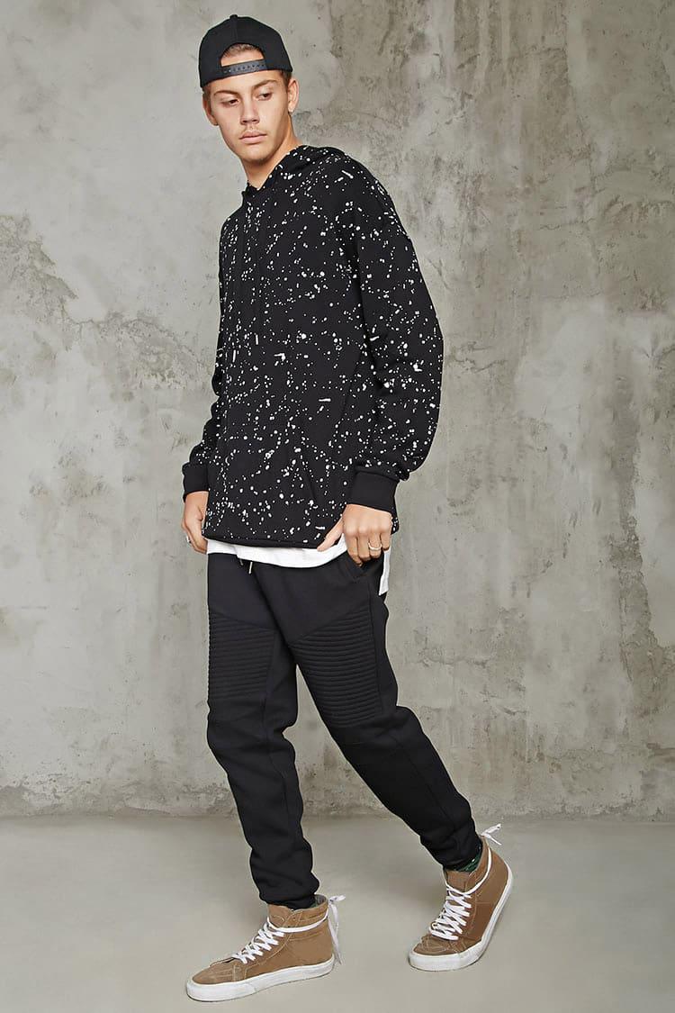 black and white paint splatter hoodie
