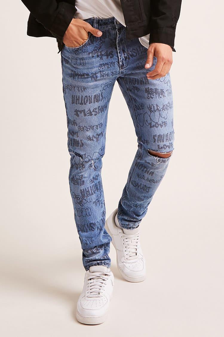 mens graphic skinny jeans