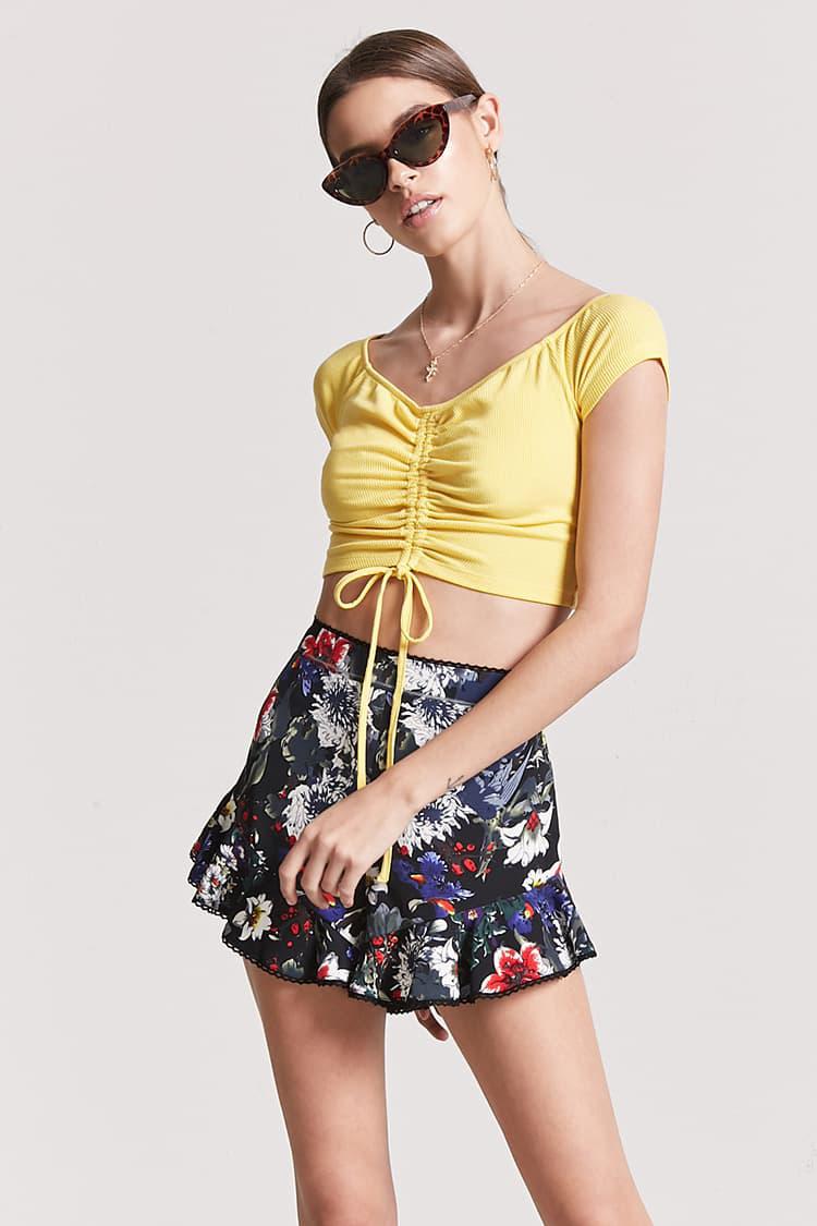 yellow ruched top
