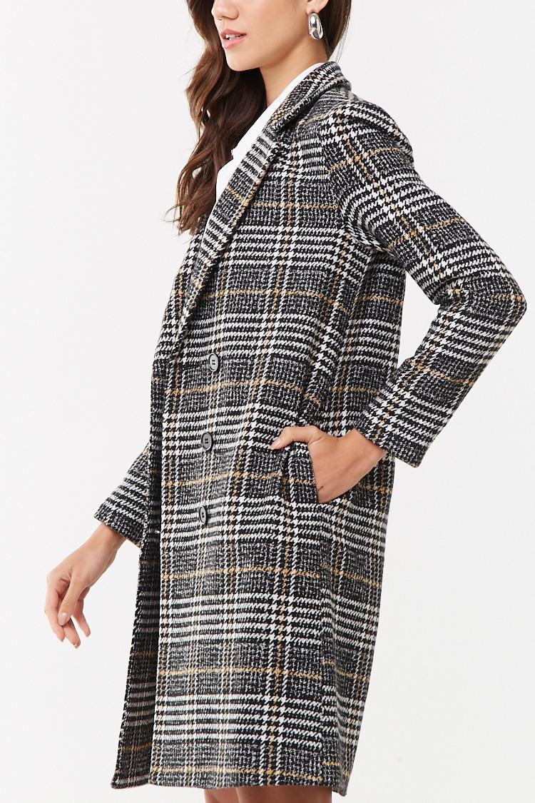 plaid longline jacket