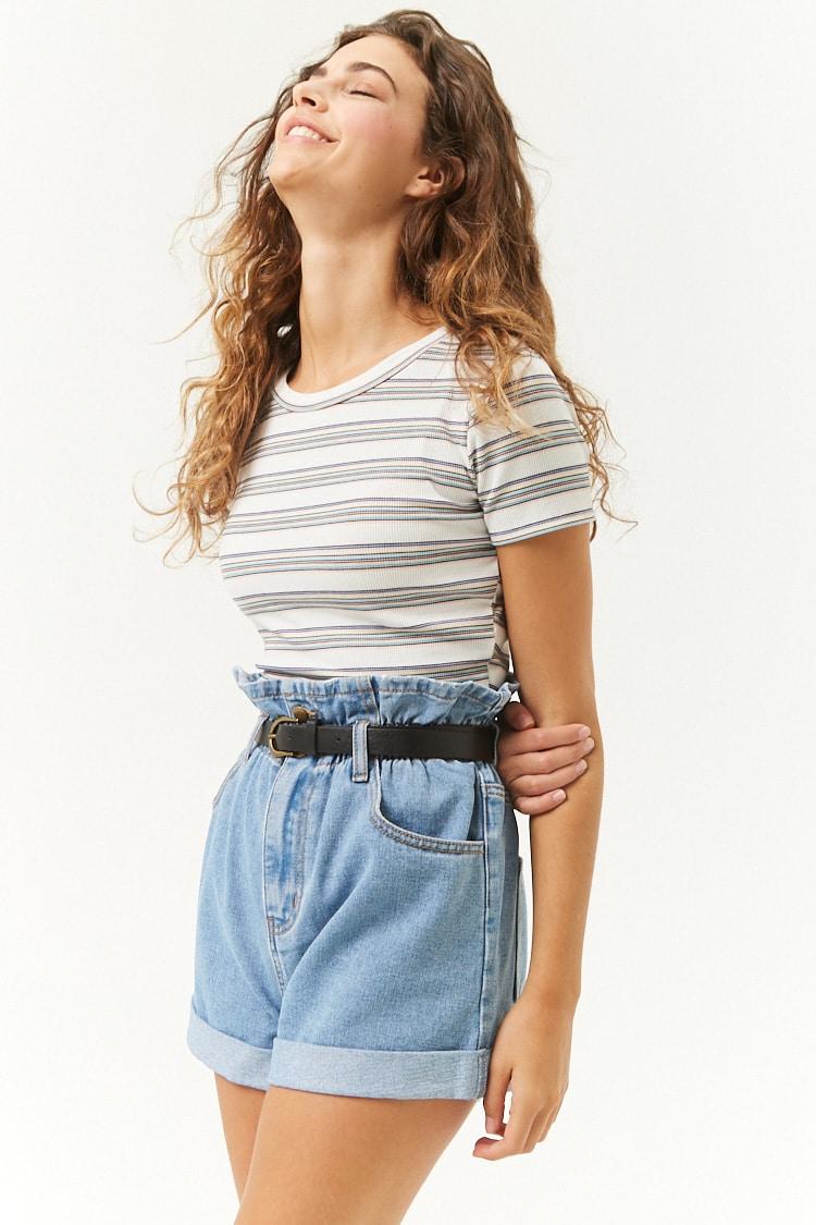 paperbag denim shorts forever 21