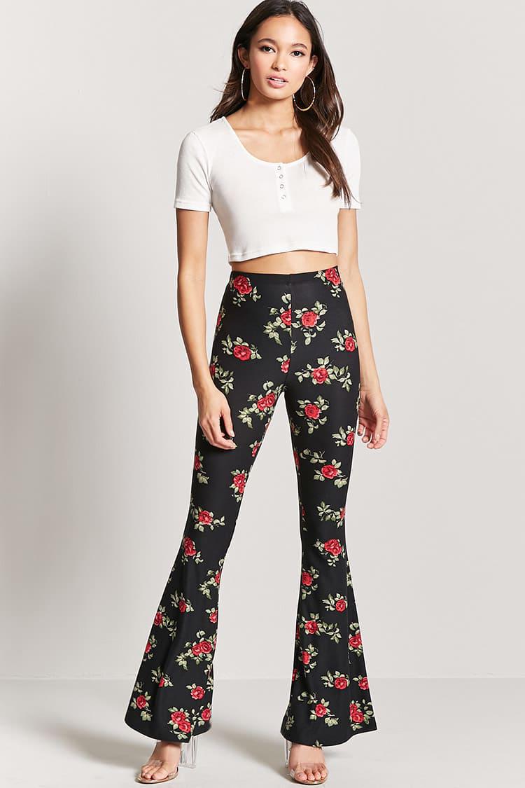 floral flared pants