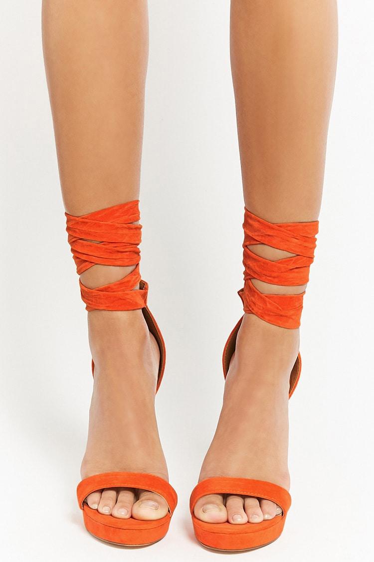 Forever 21 Shoe Republic Laceup Heels in Orange Lyst