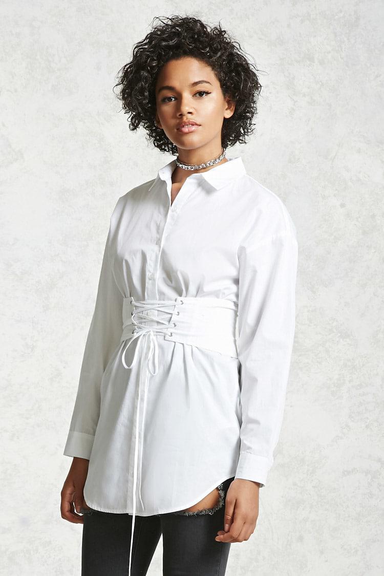 Forever 21 Cotton Corset Button-down 