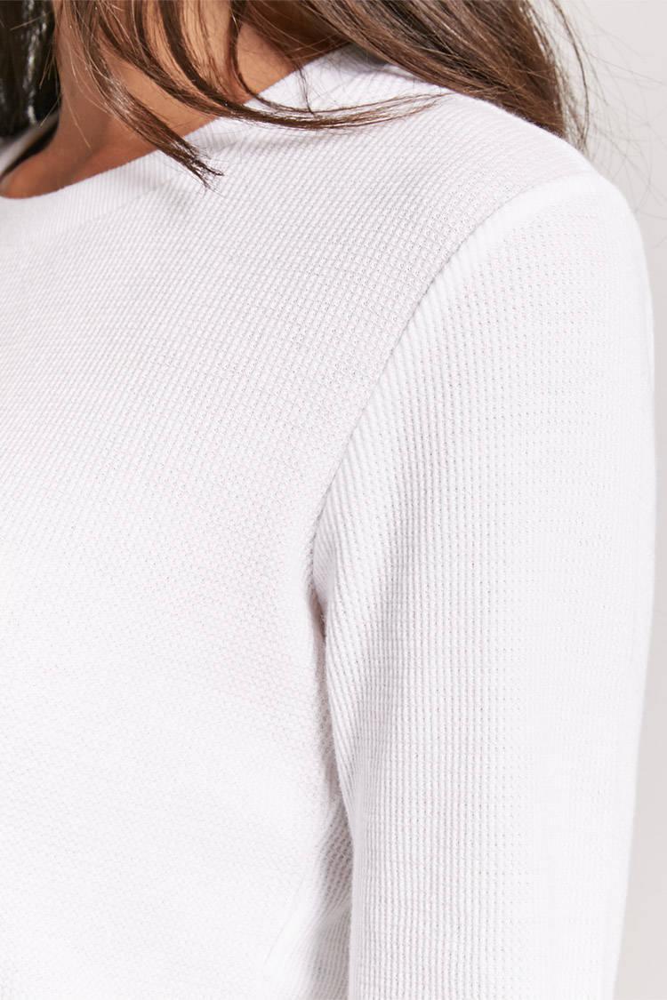 cropped waffle long sleeve