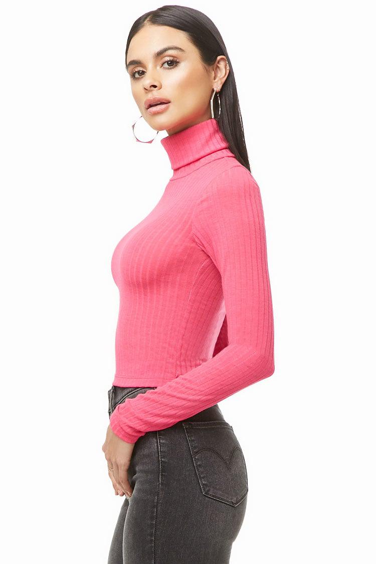 pink ribbed turtleneck