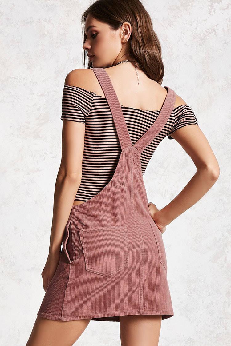 mauve overall dress
