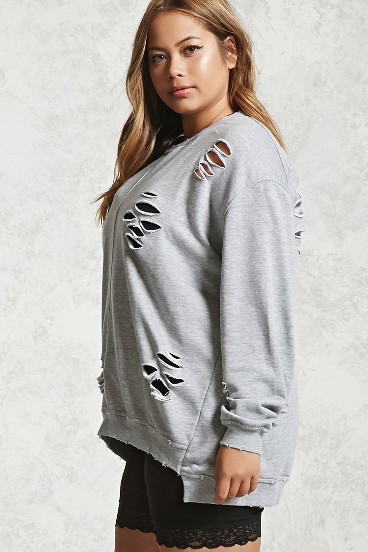 plus size distressed sweatshirt