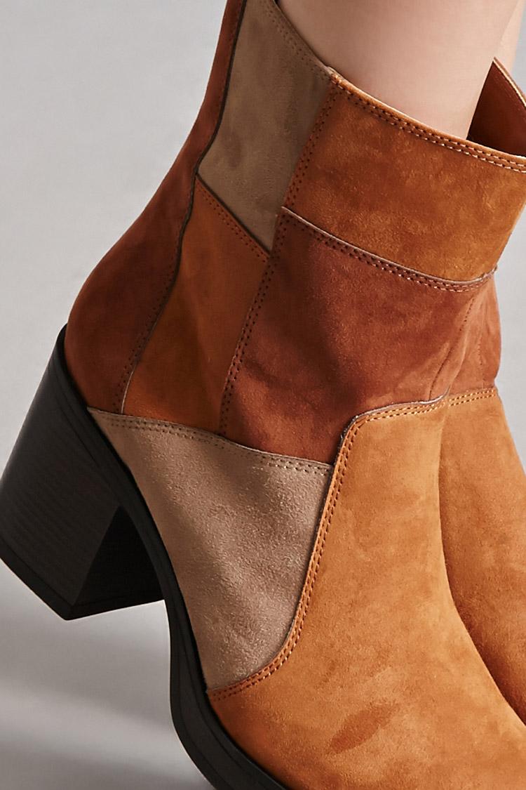 suede patchwork boots