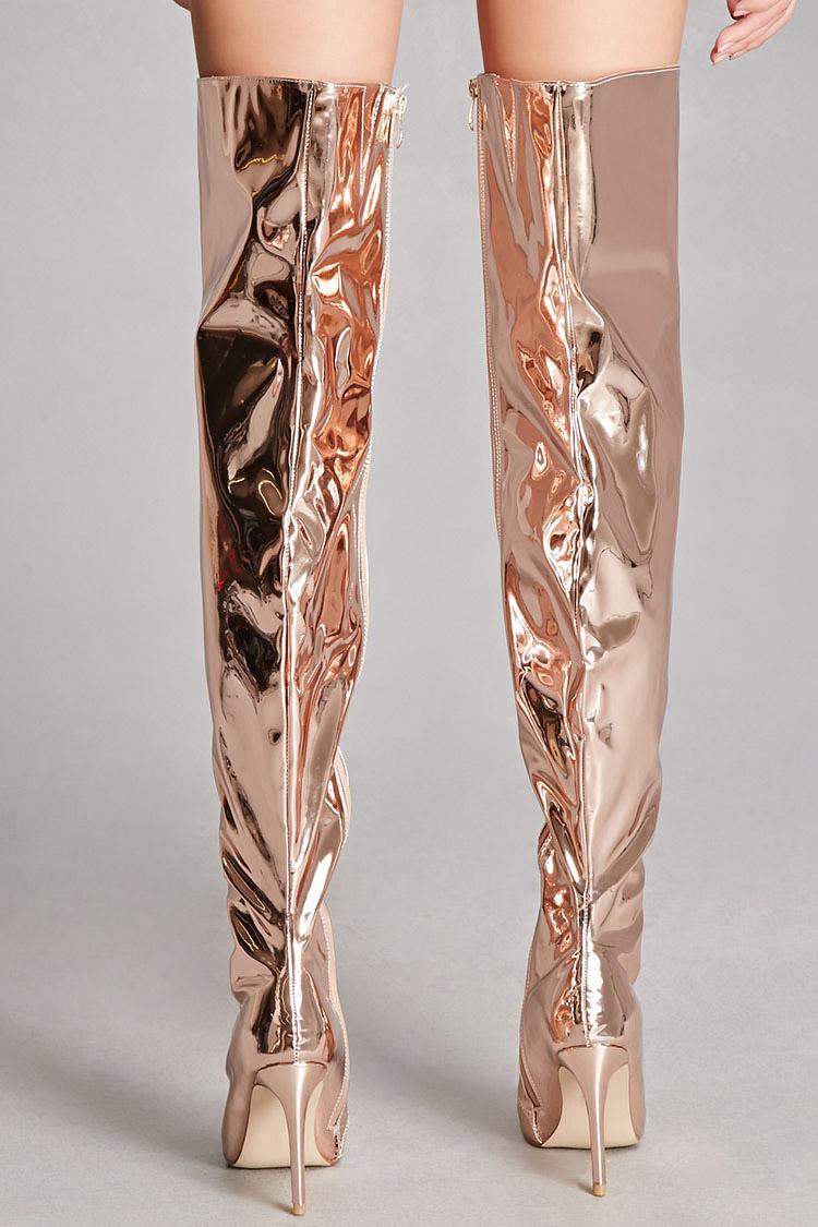 rose gold knee high boots