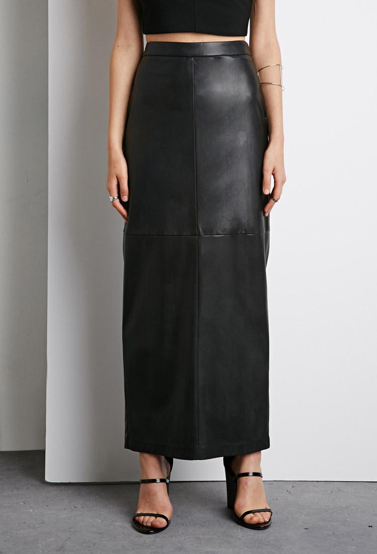 Lyst - Forever 21 Faux Leather Maxi Skirt in Black
