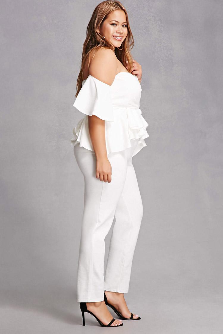 Forever 21 Synthetic Plus Size Peplum Jumpsuit in White - Lyst