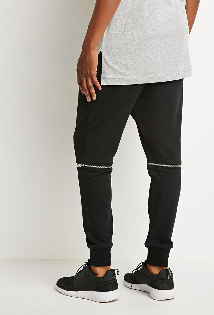 Forever 21 Cotton Convertible Zipper Sweatpants in Black for Men - Lyst
